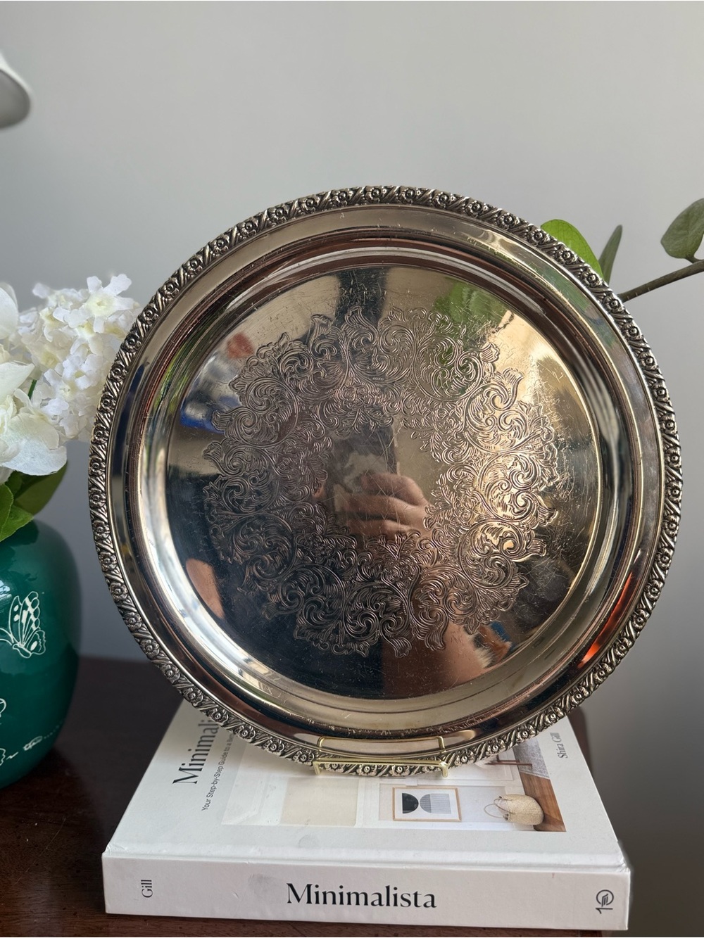 Oneida Silver-Tone Decorative Serving Tray